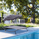 Lettino Prendisole Matrimoniale in Acciaio con Tettuccio Regolabile Grigio 