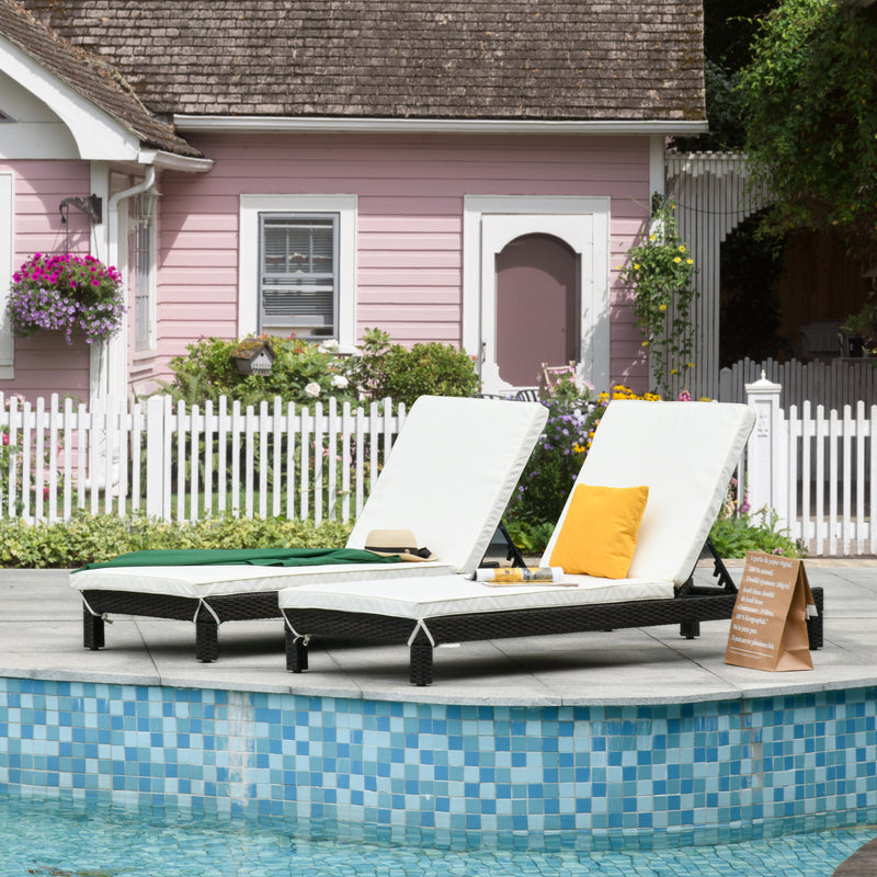 Set 2 Lettini Prendisole in Acciaio Nero con Cuscino Crema 