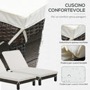 Set 2 Lettini Prendisole in Acciaio Marrone con Cuscino Crema 