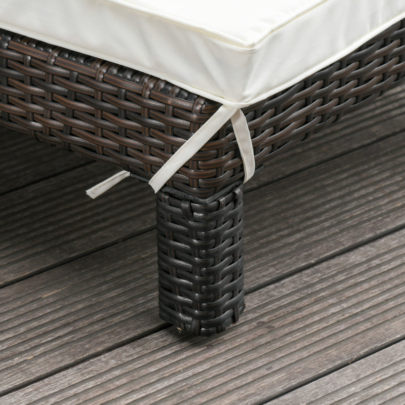 Set 2 Lettini Prendisole in Acciaio Marrone con Cuscino Crema 