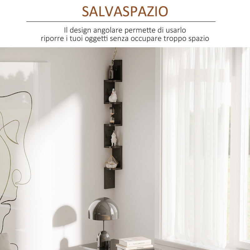 Libreria da Parete con Mensole in Legno MDF Nero 12x12x120 cm 