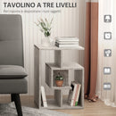 Mobiletto Libreria a 3 livelli in Legno Grigio Effetto Cemento 45x40x55 cm 