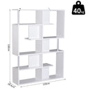 Mobile a Scaffali Libreria 5 Livelli in Legno Bianco 120x28.6x160 cm 