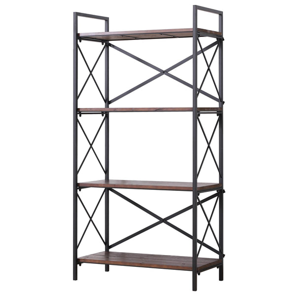 Étagère bibliothèque avec 4 étagères en acier et bois 80x40x160 cm sconto