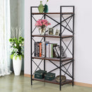 Libreria Scaffalatura a 4 Ripiani in Acciaio e Legno 80x40x160 cm 