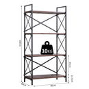 Libreria Scaffalatura a 4 Ripiani in Acciaio e Legno 80x40x160 cm 