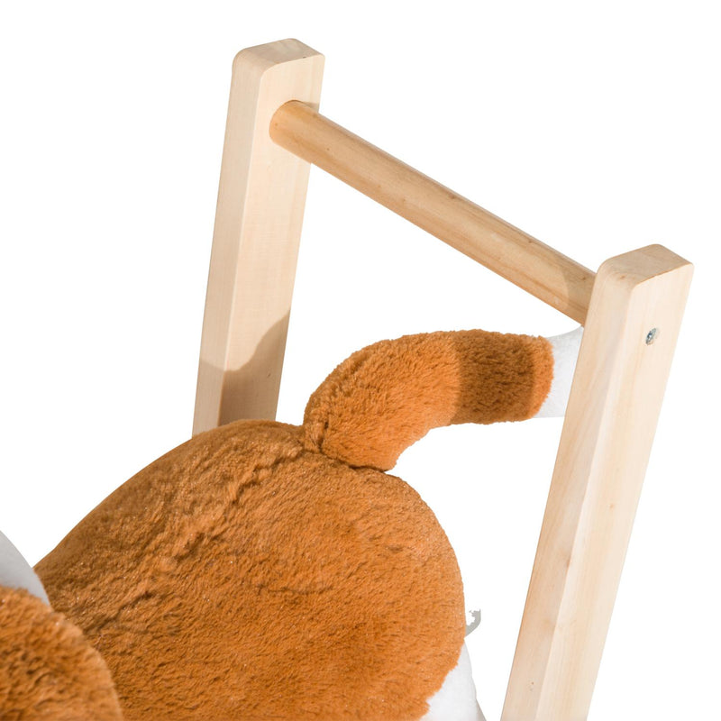 Cane Cavalcabile per Bambini con Suoni in Legno e Peluche 