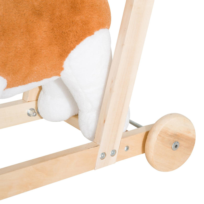 Cane Cavalcabile per Bambini con Suoni in Legno e Peluche 