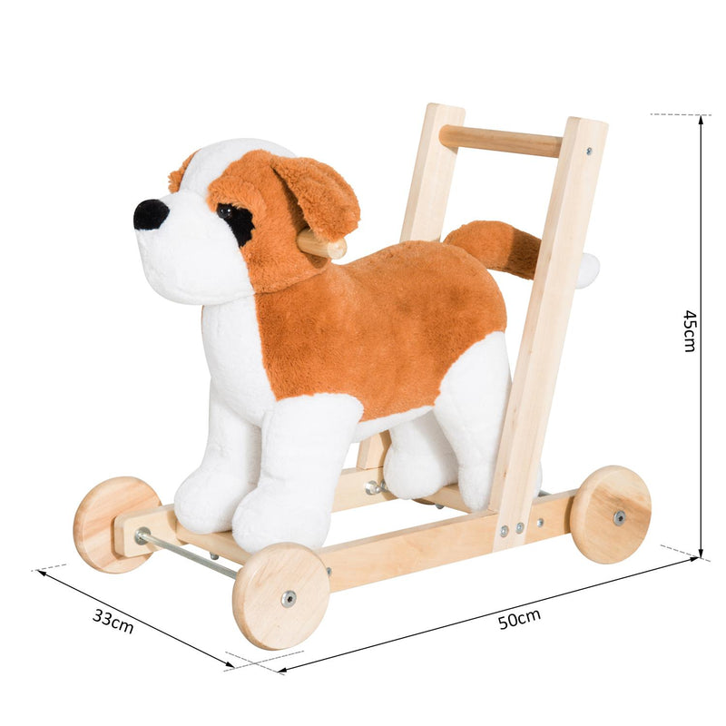 Cane Cavalcabile per Bambini con Suoni in Legno e Peluche 