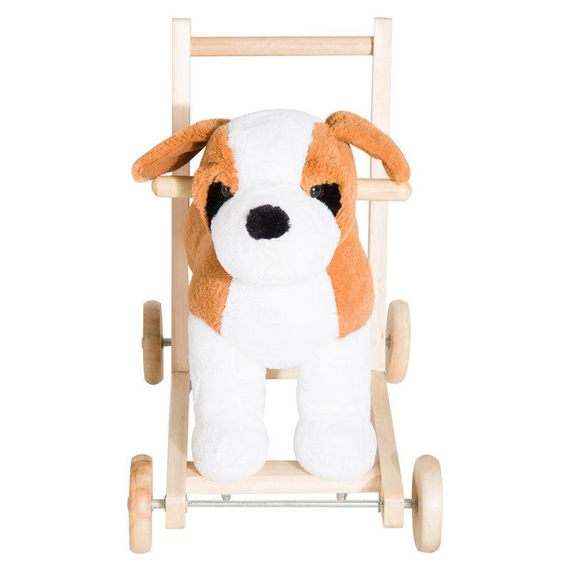 Cane Cavalcabile per Bambini con Suoni in Legno e Peluche 