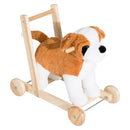 Cane Cavalcabile per Bambini con Suoni in Legno e Peluche 