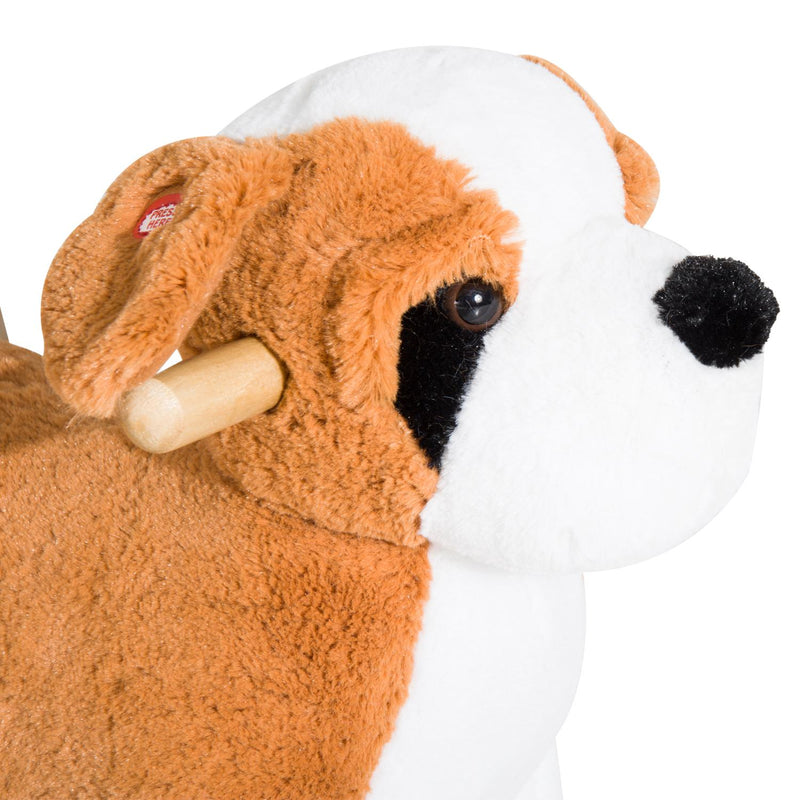 Cane Cavalcabile per Bambini con Suoni in Legno e Peluche 