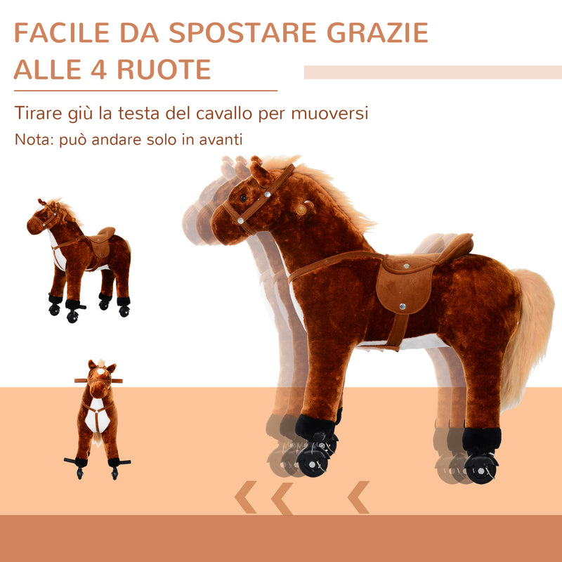 Cavallo Cavalcabile per Bambini con Suoni Marrone 