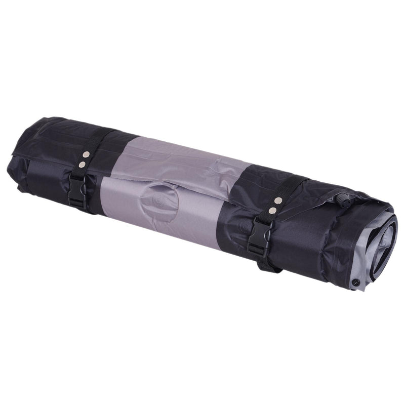 Materassino Gonfiabile da Campeggio con Cuscino in PVC Nero e Grigio 191x63x5 cm 