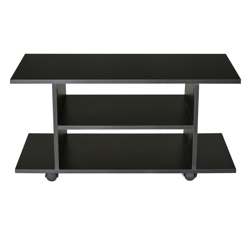 Mobile TV in Legno con Ruote Nero 40x40x80 cm 