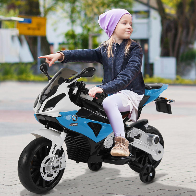 Moto Elettrica per Bambini 12V con Licenza BMW RR Nero e Blu
