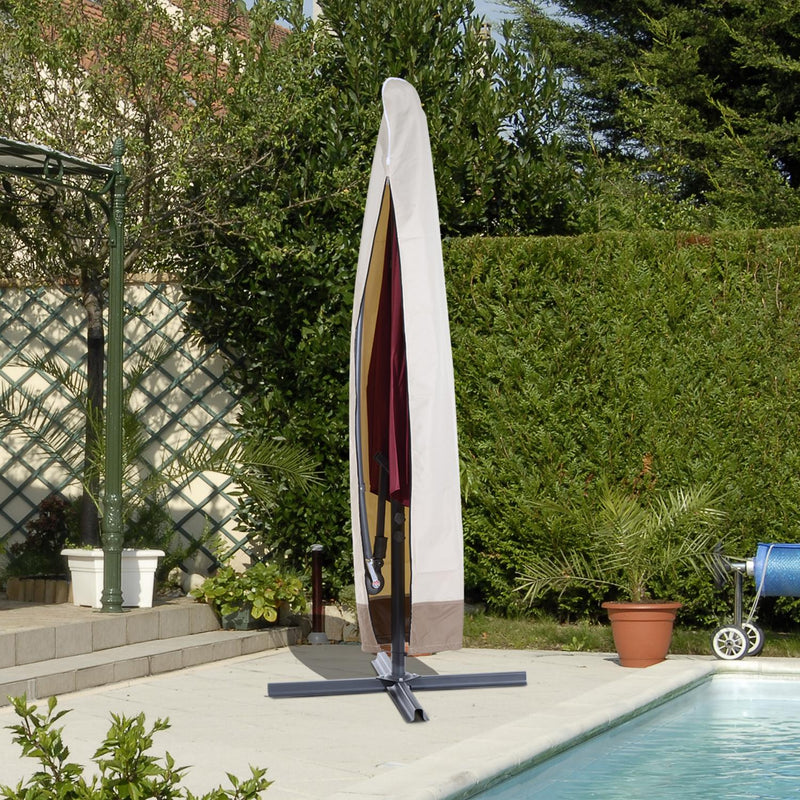 Copertura Ombrellone da Giardino Impermeabile Crema marrone Ø56x220 cm 