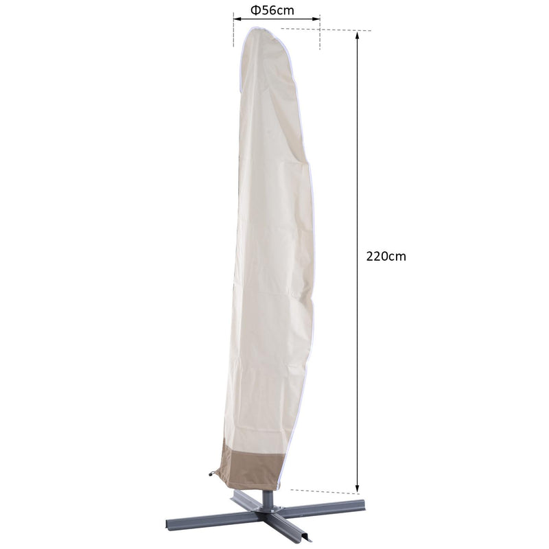 Copertura Ombrellone da Giardino Impermeabile Crema marrone Ø56x220 cm 
