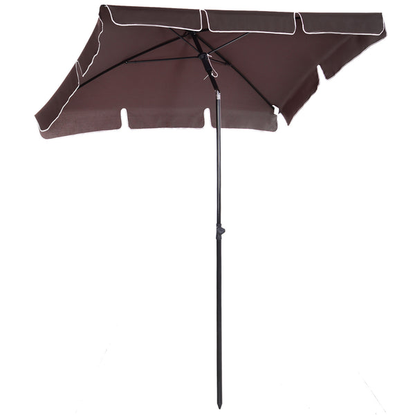 sconto Parasol de jardin 2x1,25 m mât inclinable en aluminium Ø28 mm marron