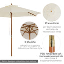 Ombrellone da Giardino 2.5x2.5 m Palo Ø38 mm in Legno Crema 