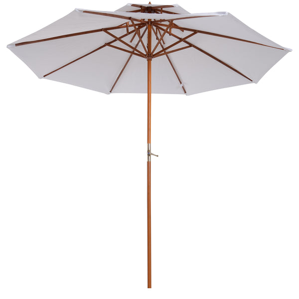 acquista Parasol de jardin Ø2,7 m mât Ø38 mm en bois avec double toit crème