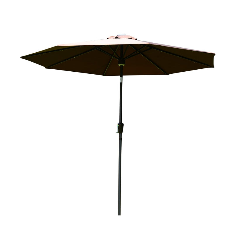 Ombrellone da Giardino Ø2.74 m Palo Ø38 mm in Acciaio con LED Marrone 