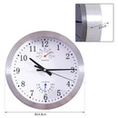 Orologio da Parete Movimento Silenzioso con Termometro e Barometro Argento Ø24.8x4.2 cm 