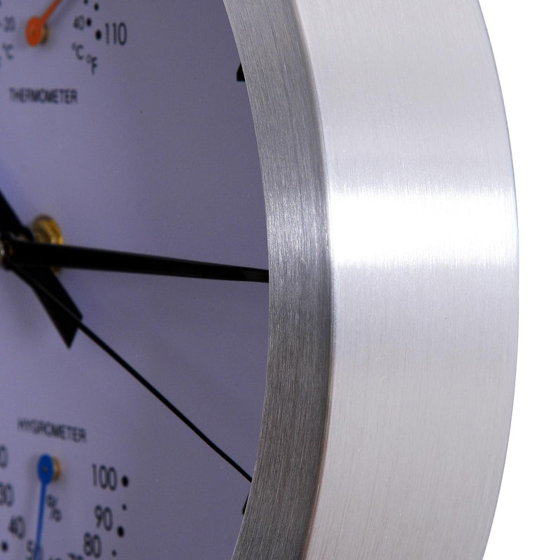 Orologio da Parete Movimento Silenzioso con Termometro e Barometro Argento Ø24.8x4.2 cm 