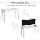 Panca Sgabello Pianoforte con Vano Portaoggetti in Similpelle e Legno 76x36x50 cm Bianco 