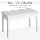 Panca Sgabello Pianoforte con Vano Portaoggetti in Similpelle e Legno 76x36x50 cm Bianco 