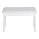 Panca Sgabello Pianoforte con Vano Portaoggetti in Similpelle e Legno 76x36x50 cm Bianco 
