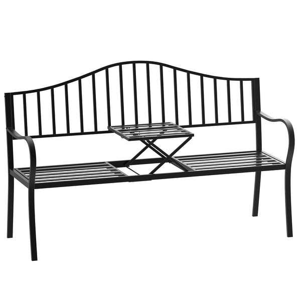 Banc de Jardin 2 Places en Fer Forgé avec Bandes Noires acquista