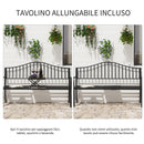 Panchina da Giardino 2 Posti in Ferro Battuto a Strisce Nero 