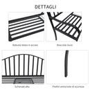 Panchina da Giardino 2 Posti in Ferro Battuto a Strisce Nero 