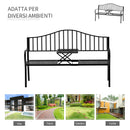 Panchina da Giardino 2 Posti in Ferro Battuto a Strisce Nero 