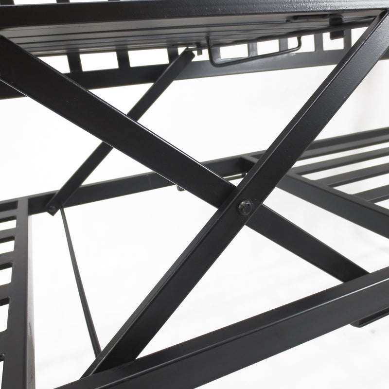 Panchina da Giardino 2 Posti in Ferro Battuto a Strisce Nero 