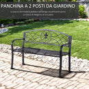 Panchina da Giardino 2 Posti in Ferro Battuto Nero 