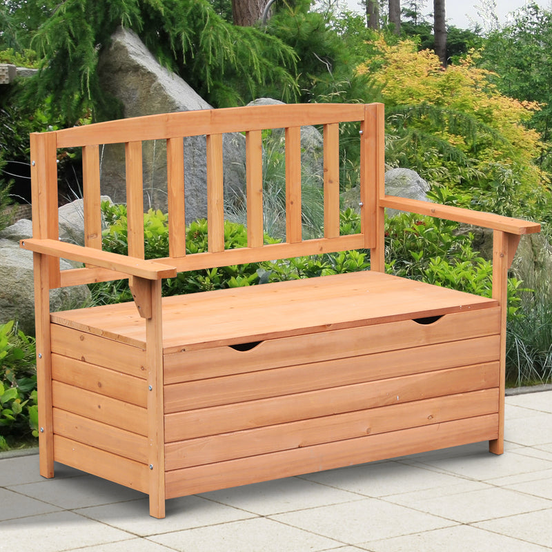 Panchina da Giardino 2 Posti con Vano Contenitore in Legno 112x58x84 cm 
