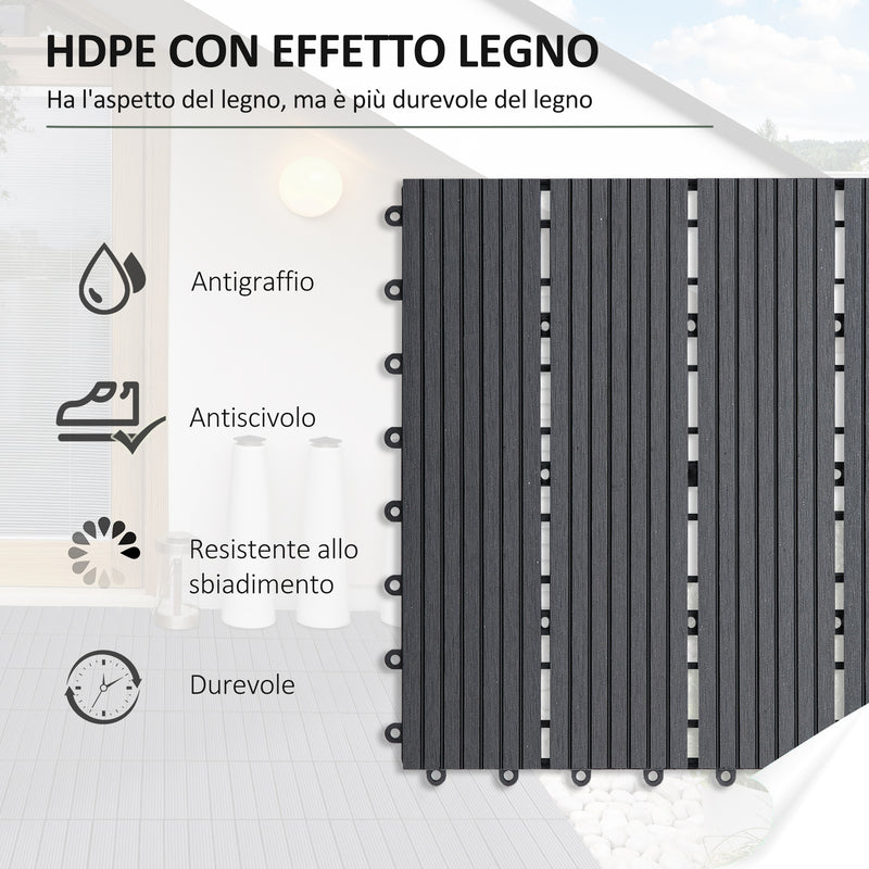 Pavimentazione da Esterno Incastrabile Piastrelle da Giardino 11 Mattonelle 30x30x2.2 cm Grigio 