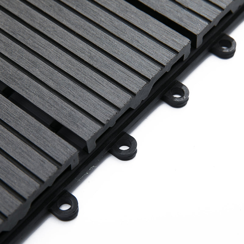 Pavimentazione da Esterno Incastrabile Piastrelle da Giardino 11 Mattonelle 30x30x2.2 cm Grigio 