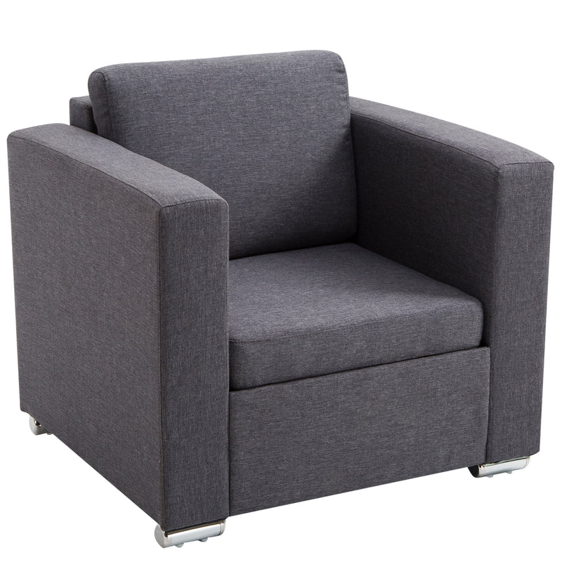 Poltroncina Moderna con Rivestimento in Tessuto Grigio Scuro 81x73x78 cm 