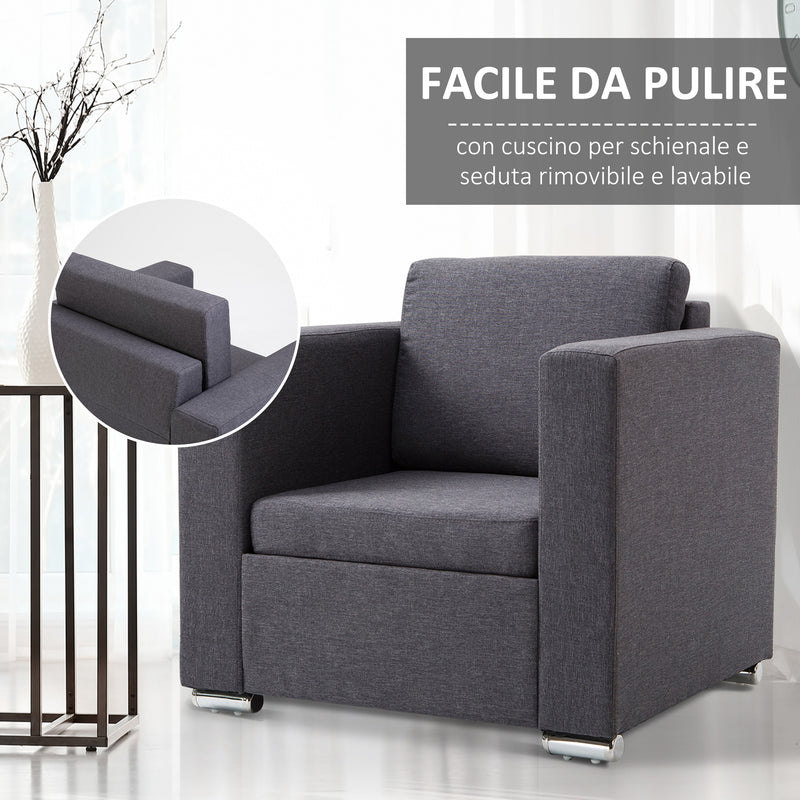 Poltroncina Moderna con Rivestimento in Tessuto Grigio Scuro 81x73x78 cm 