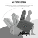 Poltrona Relax Alzapersona Massaggiante Riscaldante in Tessuto di Lino Grigia