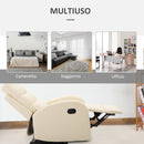 Poltrona Relax Reclinabile con Poggiapiedi in Similpelle Crema 