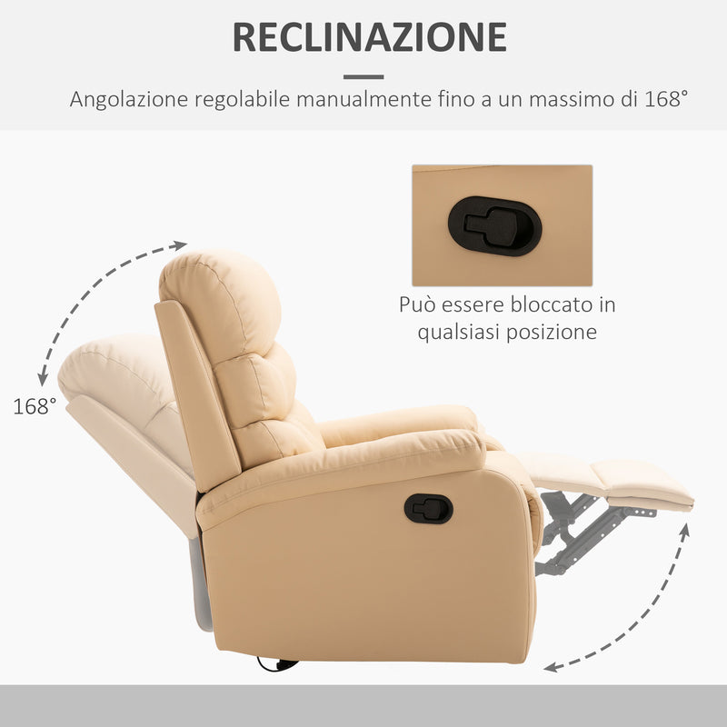 Poltrona Relax Reclinabile in Similpelle Beige 