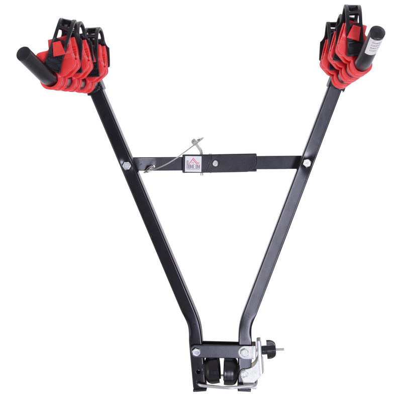 Portabici per Auto Posteriore Pieghevole 3 Biciclette 40 kg in Acciaio e Alluminio Nero e Rosso 66x54x47 cm 