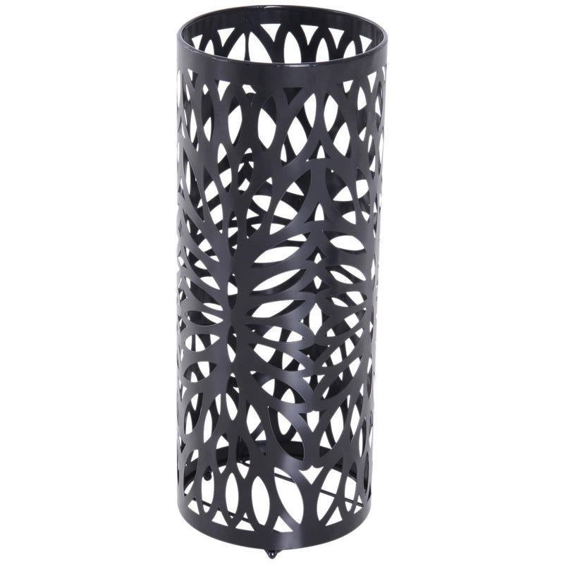 Portaombrelli in Metallo Lavorato con Salvagoccia Nero 