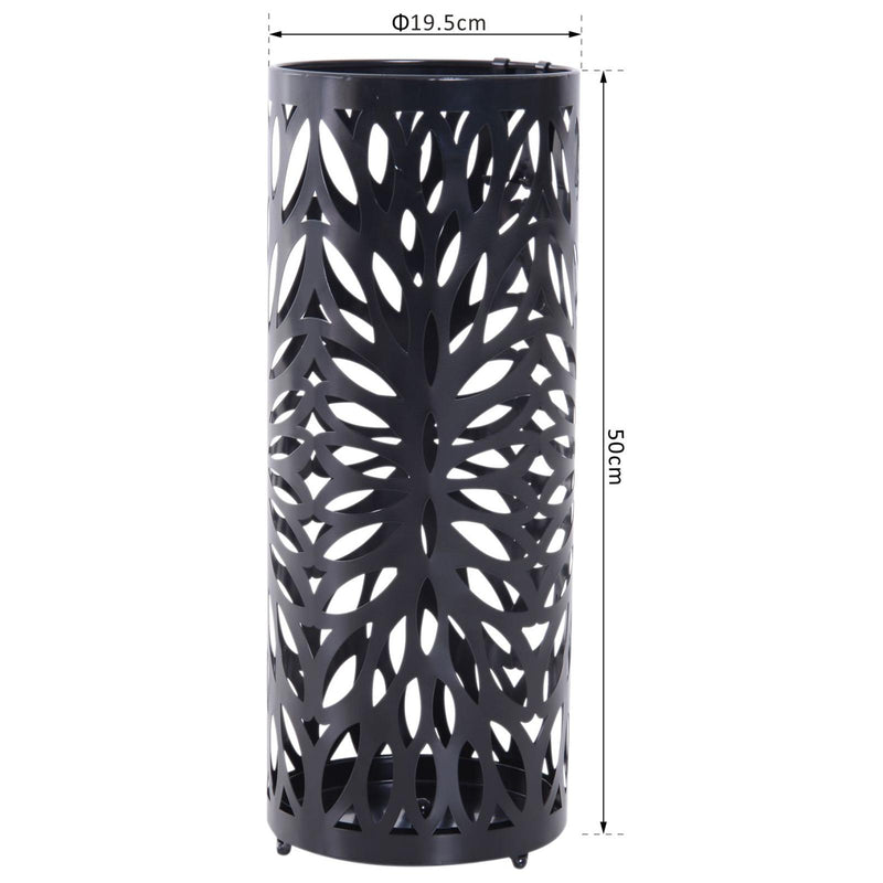 Portaombrelli in Metallo Lavorato con Salvagoccia Nero 