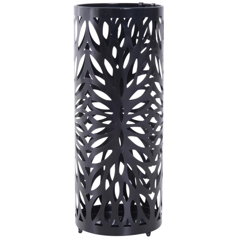 Portaombrelli in Metallo Lavorato con Salvagoccia Nero 