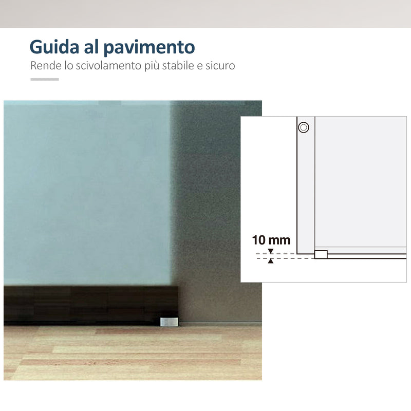 Porta Scorrevole Vetrata 90x205 cm Satinata a Strisce Trasparenti 